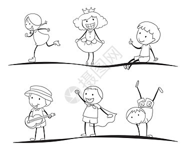 孩子的场景卡通片草图朋友们女士公主好朋友男人女性孩子们队友图片