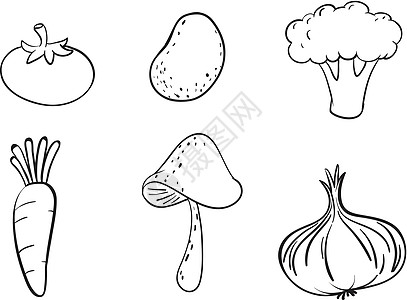 各种蔬菜食物西红柿染色剪贴水果线条土豆绘画沙拉洋葱图片