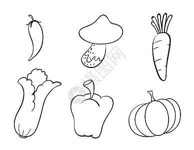 各种蔬菜食物线条艺术农业辣椒小路食品绘画剪贴墙纸图片