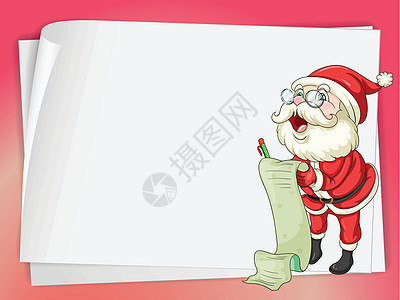纸页和圣诞老人孩子们礼物织物男人绘画红色床单蓝色帽子海报图片