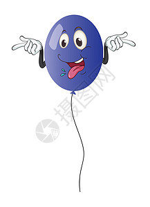 一个蓝色的气球插图玩具乐趣塑料空气眼睛厚脸微笑情绪享受图片
