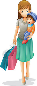 妈妈和孩子塑料女士女孩店铺商业蓝色销售微笑粉色母亲图片
