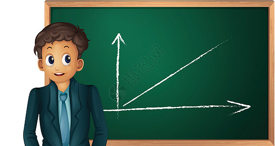 男孩和绿花大学教学草图教师男生商务展示木板黑板商业图片