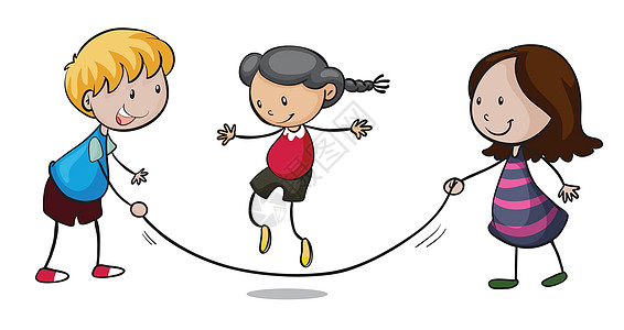 儿童子女数绘画头发绳索游戏跳绳剪裁白色情绪男人女孩图片