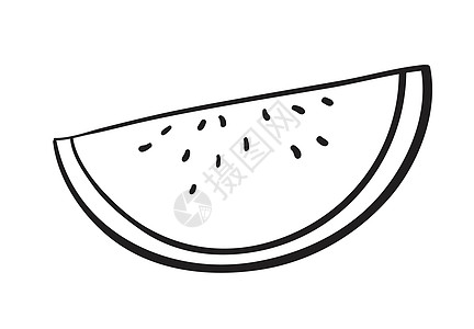 西瓜片食物营养食品西瓜水果艺术线条黑色草图绘画图片
