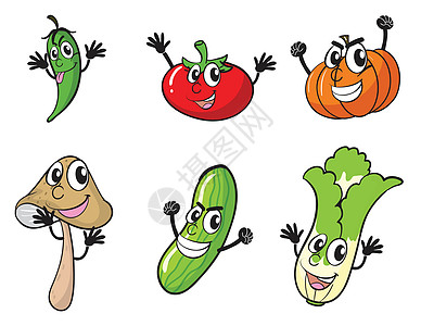 各种蔬菜农业绿色植物剪贴营养食物南瓜食品黄瓜菜花眼睛图片