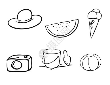 各种对象食物帽子水果线条工具餐具刮刀剪贴营养奶油图片