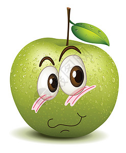 令人惊讶的苹果微笑情绪化情绪绘画圆形卡通片水果叶子艺术品艺术草图图片