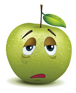 呆滞的苹果微笑水果眼睛绘画食物卡通片叶子笑脸艺术艺术品乐趣图片