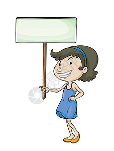 一个女孩与标志野猪女孩草图卡通片木板女性享受销售广告微笑孩子图片