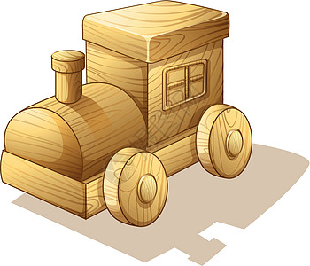 木头玩具铁路工程乘客黄色轮子窗户绘画车辆木头汽车游戏引擎插画