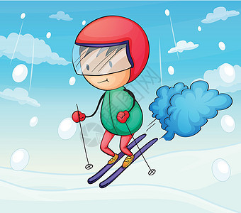 a 男孩绘画滑雪乐趣情绪男生手套微笑运动卡通片玻璃图片