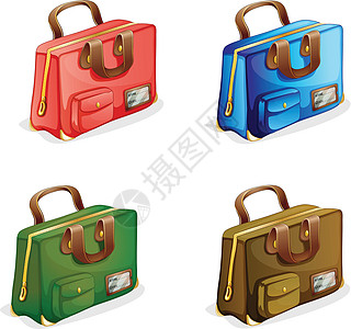 手提箱棕色古董背包绿色卡通片瞳孔公文包学生蓝色行李图片