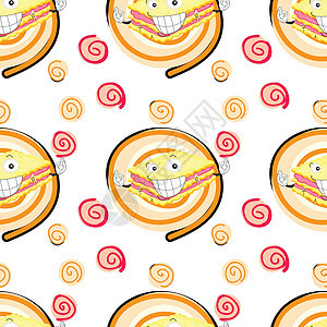 三明治食品包子食物眼睛情绪小吃营养卡通片平铺牙齿图片