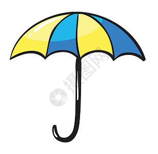 伞式雨伞蓝色阳伞庇护所尼龙黄色配饰安全织物白色材料图片