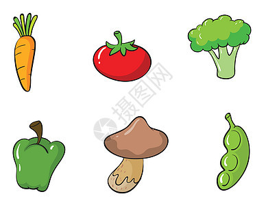 各种蔬菜辣椒青豆剪贴食品农业营养绿色绘画沙拉食物图片