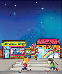 孩子们奔跑绘画帽子店铺服饰穿越场景玩具跑步抑制精力图片