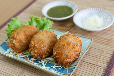 克格特奶油美食黄色油炸白色饮食绿色用餐厨房小吃图片