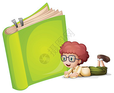 一个女孩躺在一本书的旁边图片