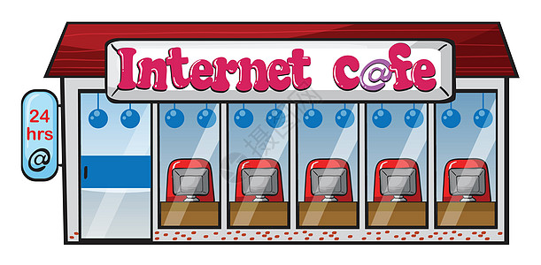 网吧咖啡馆财产监视器公寓互联网建筑电脑教育卡通片窗户技术图片