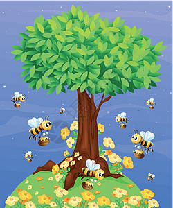 倒蜂蜜有蜜蜂的一棵树设计图片