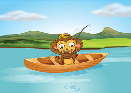 一只捕鱼猴子图片