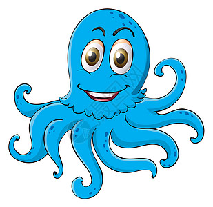 白色上的孔径章鱼生物插图眼睛绘画蓝色动物荒野情绪海洋海滩图片