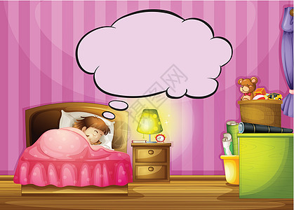 一个沉睡的姑娘和一个言语泡沫图片
