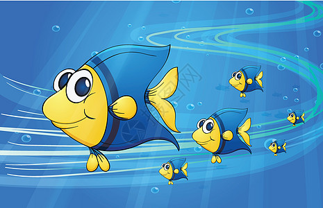 水下鱼类微笑游泳珊瑚海洋荒野黄色哺乳动物卡通片蓝色动物图片