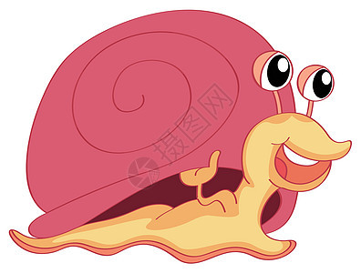 一只微笑的蜗牛房子绘画鼻涕虫眼睛粉色动物荒野白色卡通片红色图片