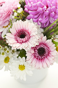 粉红色花团菊花紫色雏菊花瓣植物群花瓶白色花束粉色花店图片