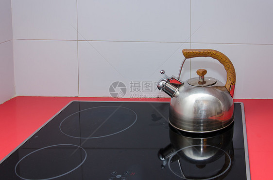 水壶厨房厨具气体蒸汽火焰火炉瓷砖茶壶金属绿色图片
