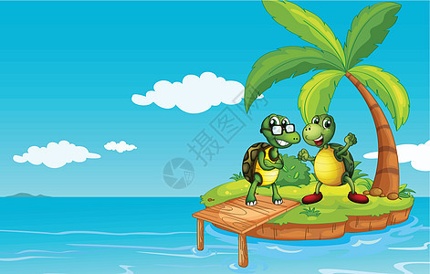 一个有两个海龟的岛屿图片