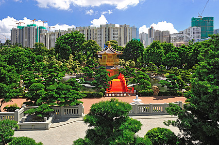 南里安花园的绝对完美之馆 洪洞宝塔建筑城市金子王朝佛教徒历史性宗教橙子天空图片