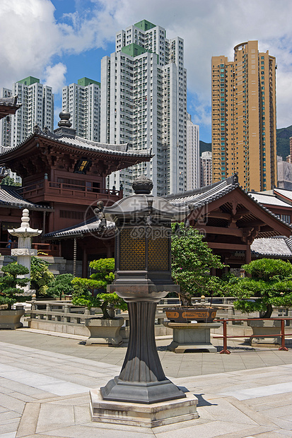 唐朝式中国寺庙 香港盆栽鲤鱼公园宝塔途径佛教徒人行道松树尼姑庵花园图片