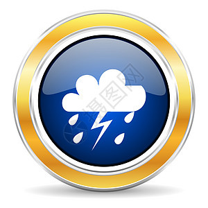 暴雨图标蓝色气候晴雨表预报网络预测按钮插图下雨气氛图片