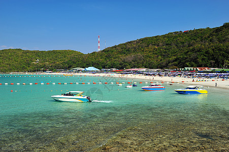 泰国帕塔亚PattayaKoh Larn的蓝色天空日海景友谊阳光摩托车享受岛屿海滩勘探旅行天气文化图片