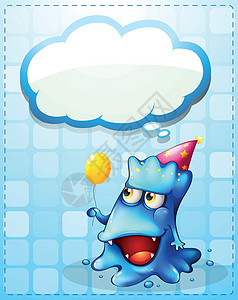 一个快乐的蓝色怪物 空云计时绘画斑点牙齿帽子小动物星星思考笔记长方形椭圆形图片