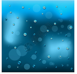 玻璃背景下的雨滴 矢量插图图片