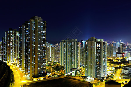夜里香港市风景城市市中心天线住房日落建筑学景观公寓摩天大楼场景图片