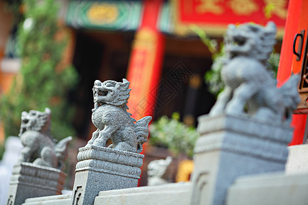 中国寺庙的狮子雕像雕塑宗教动物文化装饰品岩石博物馆历史建筑艺术图片