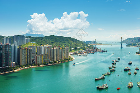 香港金融青衣住宅摩天大楼海景建筑商业电缆蓝色城市图片