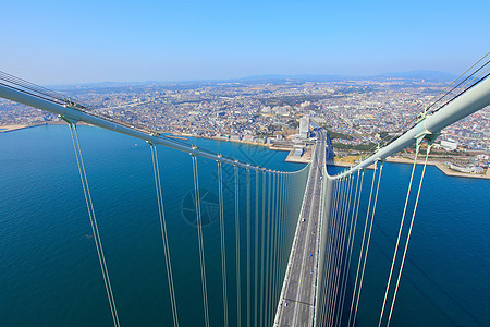 神户的秋桥天线地标建筑海洋景观城市海岸淡路海峡电缆图片