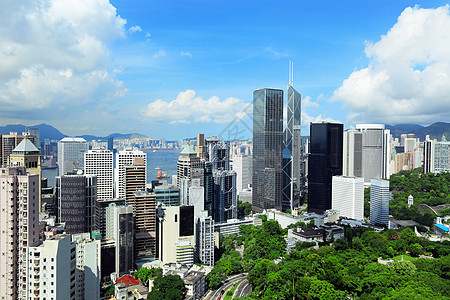 香港金融区顶峰建筑市中心天空植物晴天蓝色建筑学天线摩天大楼图片
