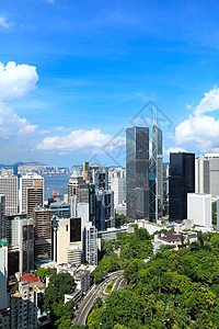 香港市摩天大楼阳光天线办公室城市建筑学场景天际晴天景观图片