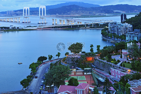 澳门赛万桥圆形两极货车反射地标建筑学风景大都市中心天空图片