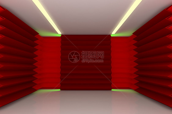 空房间里的红色墙商业城市建筑办公室插图技术墙纸艺术反射曲线图片