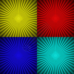 一组彩色的弧射线抽象背景图片