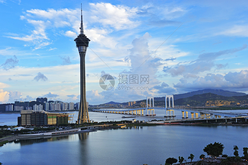 澳门城市景观场景首都摩天大楼蓝色市中心天际建筑天堂地标天空图片