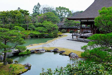 带有池塘的日本花园图片